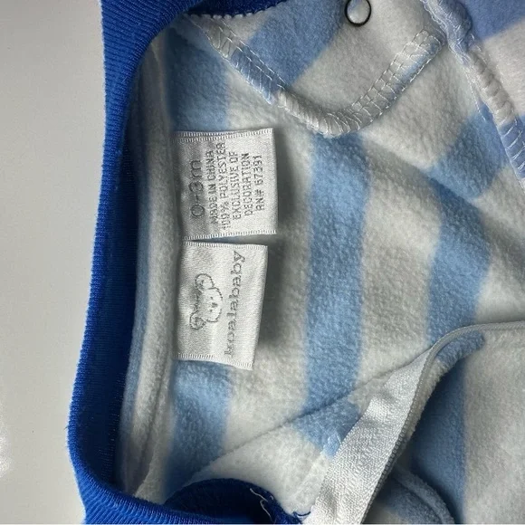 Carter's Blue and White Striped Footie with Reindeer - Picture 3 of 4